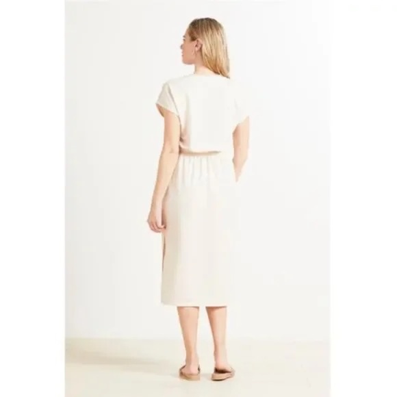 Evereve Kiara Tan Knit Tie-waist Midi Dress, Size M - Picture 2 of 8